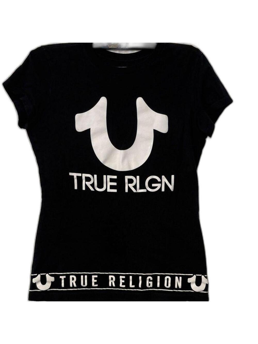 True Religion Women's Black and White Tshirt Size XS